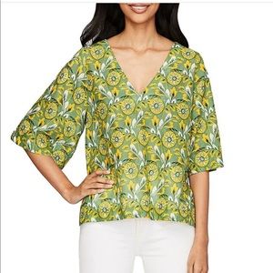 NWT Roller Rabbit V-Neck Cotton Coordinating Voile Box Top